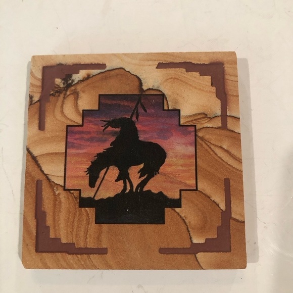 Thirstystone set of 4 western themed coasters. 4”x4”. - Picture 5 of 6